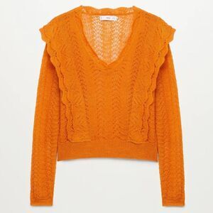 Mango Sweater Openwork Wool Blend New